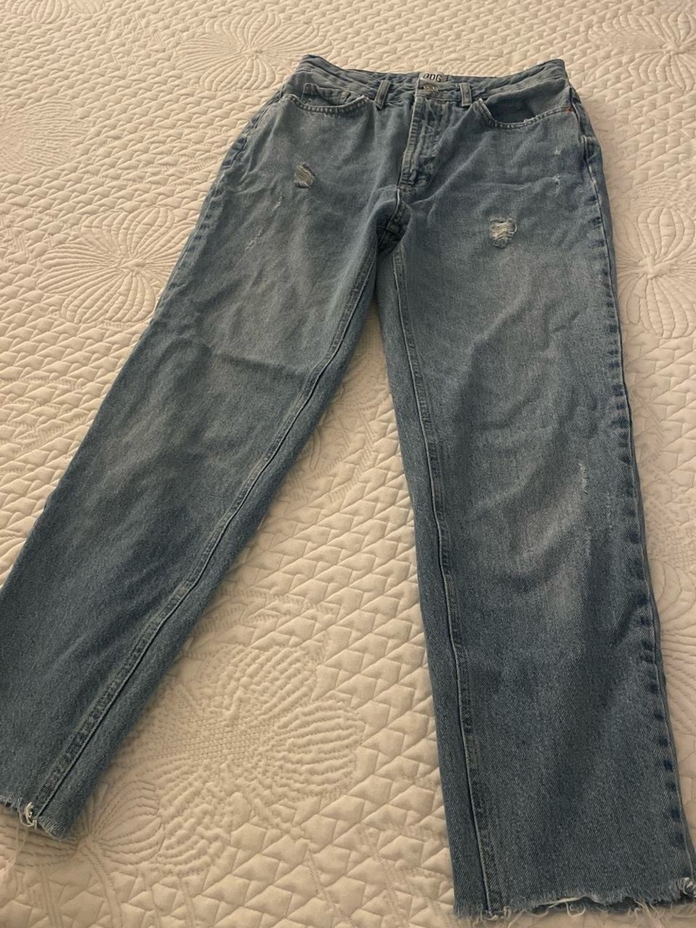 BDG 26 Blue Distressed Straight-Leg Jeans